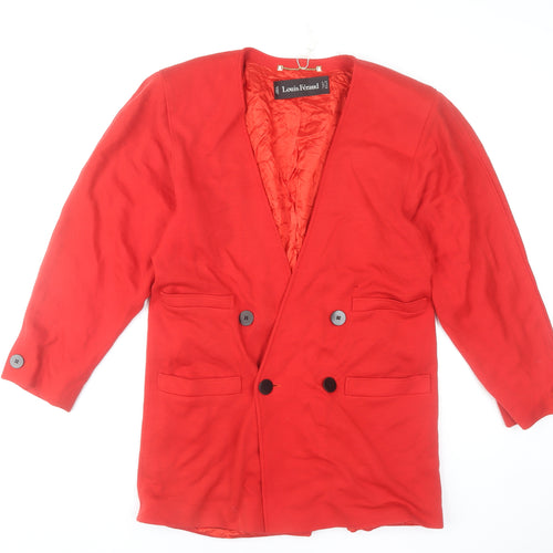 Louis Féraud Women's Red Wool Blazer UK 10 Classic Lined Jacket