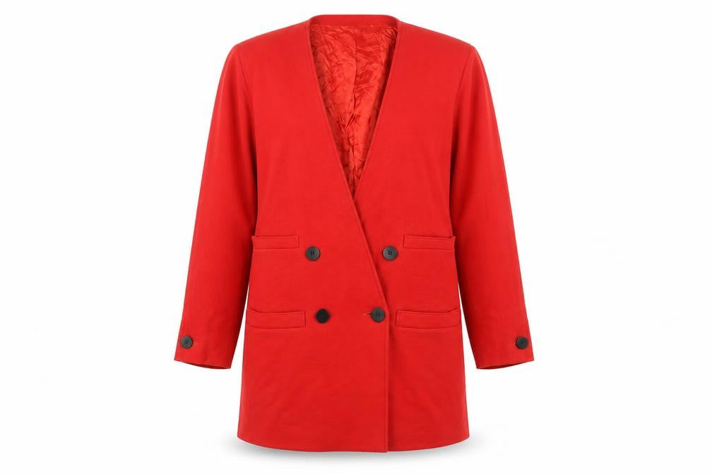 Front view of Louis Féraud Women's Red Wool Blazer UK 10 Classic Lined Jacket