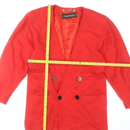 Louis Féraud Women's Red Wool Blazer UK 10 Classic Lined Jacket