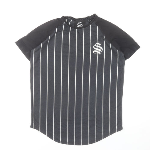 Sinners Attire Men's Black Pinstripe Crew Neck Short Sleeve T-Shirt Size S