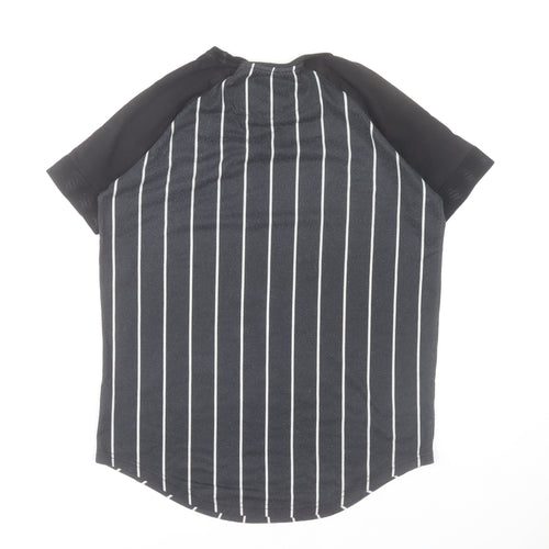 Sinners Attire Men's Black Pinstripe Crew Neck Short Sleeve T-Shirt Size S