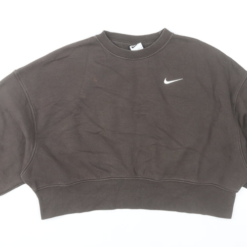 Nike Women's Brown XS Pullover Sweatshirt Cotton Blend Crew Neck