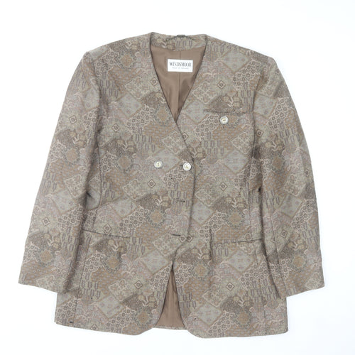 Windsmoor Womens Brown Wool Blend Geometric Blazer Size 12