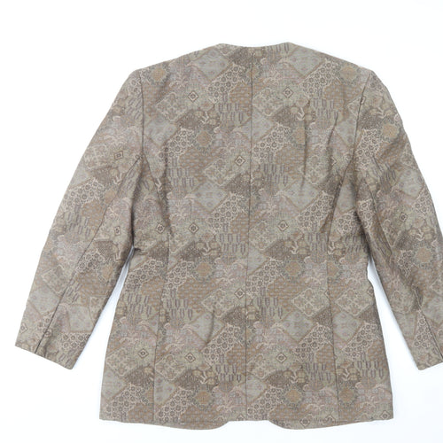 Windsmoor Womens Brown Wool Blend Geometric Blazer Size 12