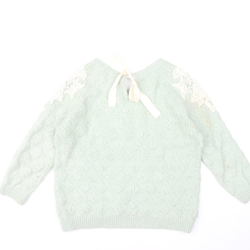 Teenie Weenie Girls Mint Green Lace Shoulder Jumper FM Cotton Blend