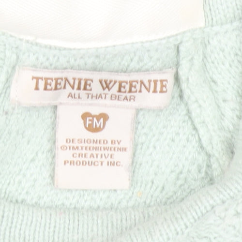 Teenie Weenie Girls Mint Green Lace Shoulder Jumper FM Cotton Blend