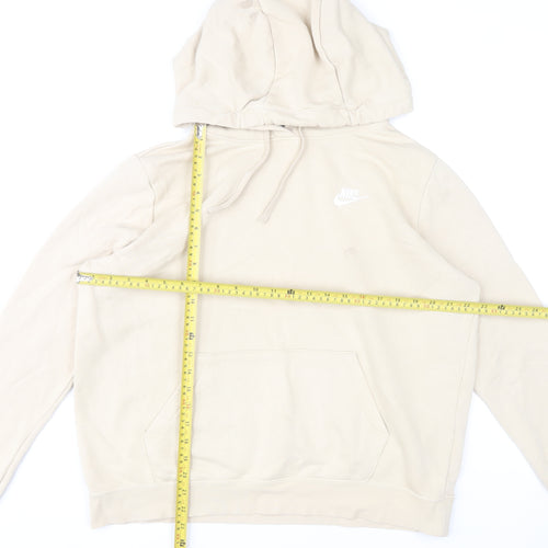 Nike Women’s Beige Pullover Hoodie L Cotton Blend Logo Casual