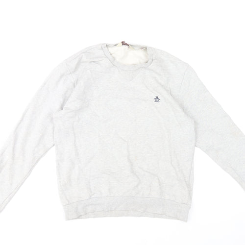 Original Penguin Mens Grey Crew Neck Sweatshirt Size M Cotton Blend