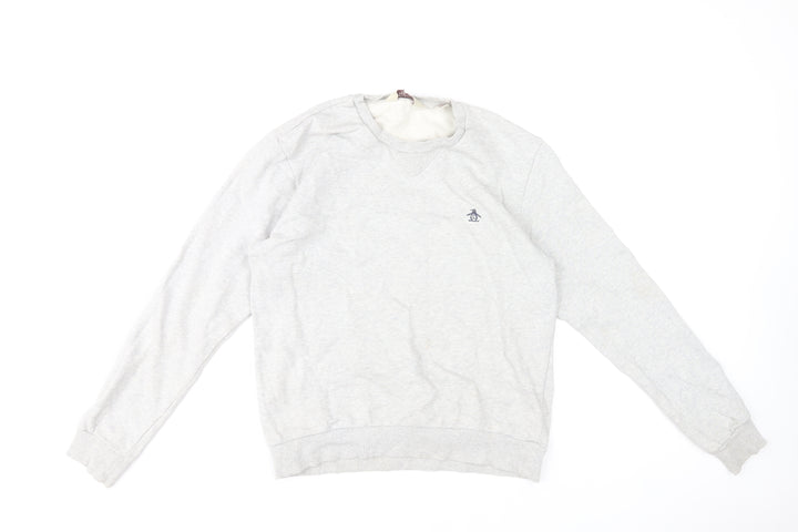 Original Penguin Mens Grey Crew Neck Sweatshirt Size M Cotton Blend