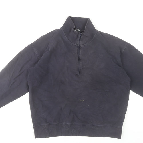 Baukjen Women's Black Organic Cotton 1/2 Zip Sweatshirt UK 14