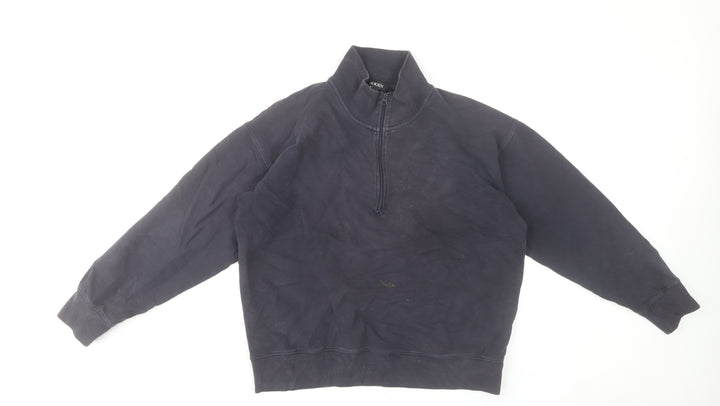Baukjen Women's Black Organic Cotton 1/2 Zip Sweatshirt UK 14