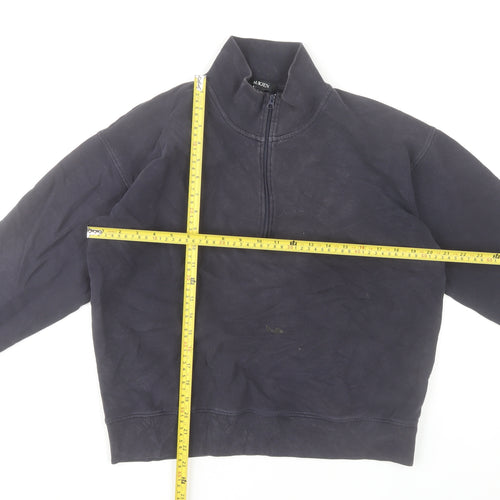 Baukjen Women's Black Organic Cotton 1/2 Zip Sweatshirt UK 14