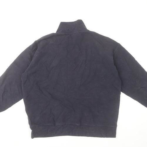 Baukjen Women's Black Organic Cotton 1/2 Zip Sweatshirt UK 14