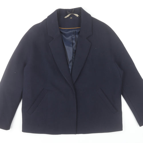 Jigsaw Women's Blue Wool Look Short Blazer Jacket M