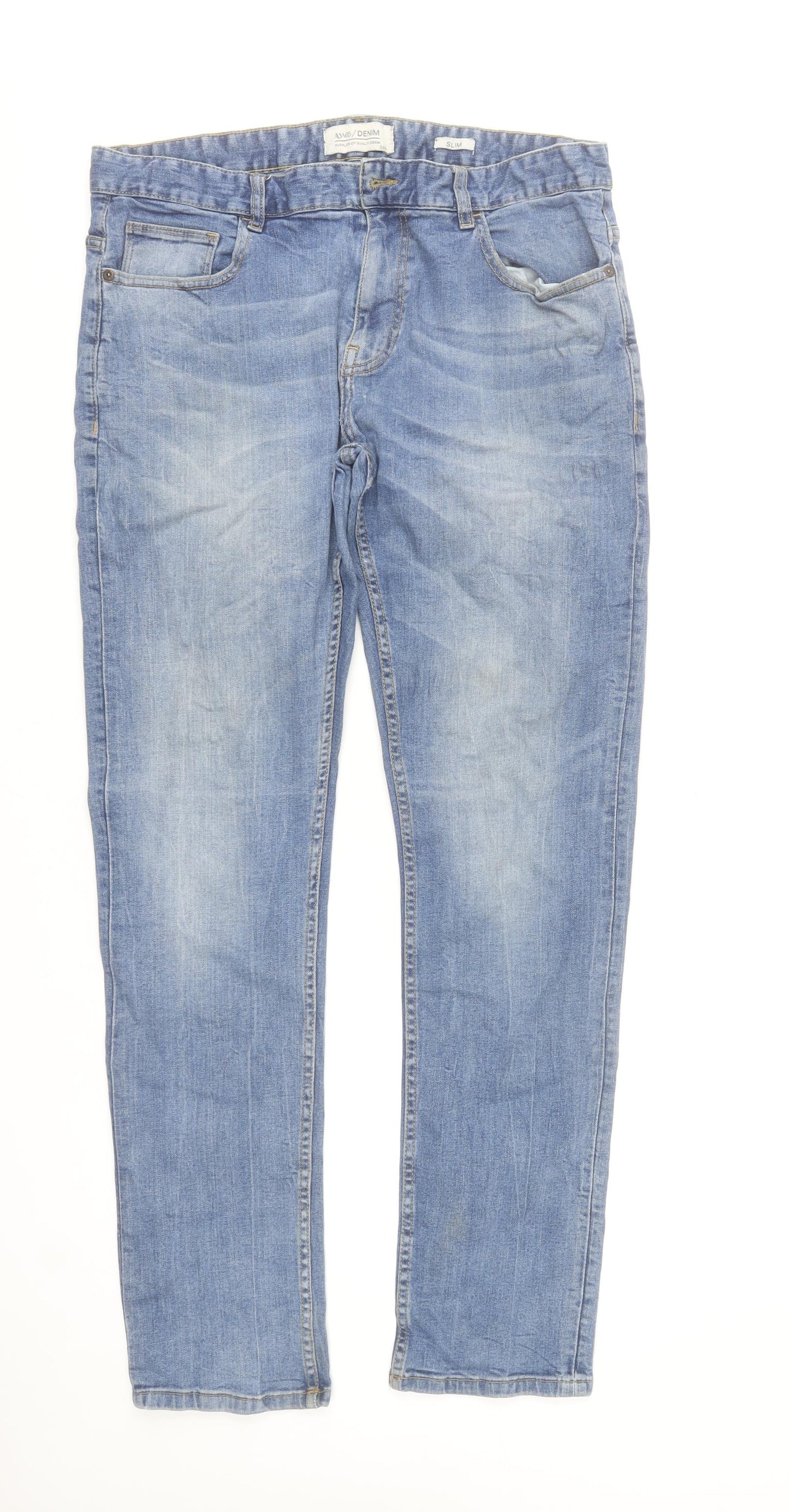 ASW85 Denim Men's Blue Slim Straight Jeans 34R