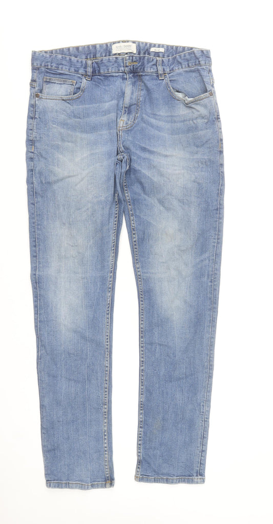 ASW85 Denim Men's Blue Slim Straight Jeans 34R