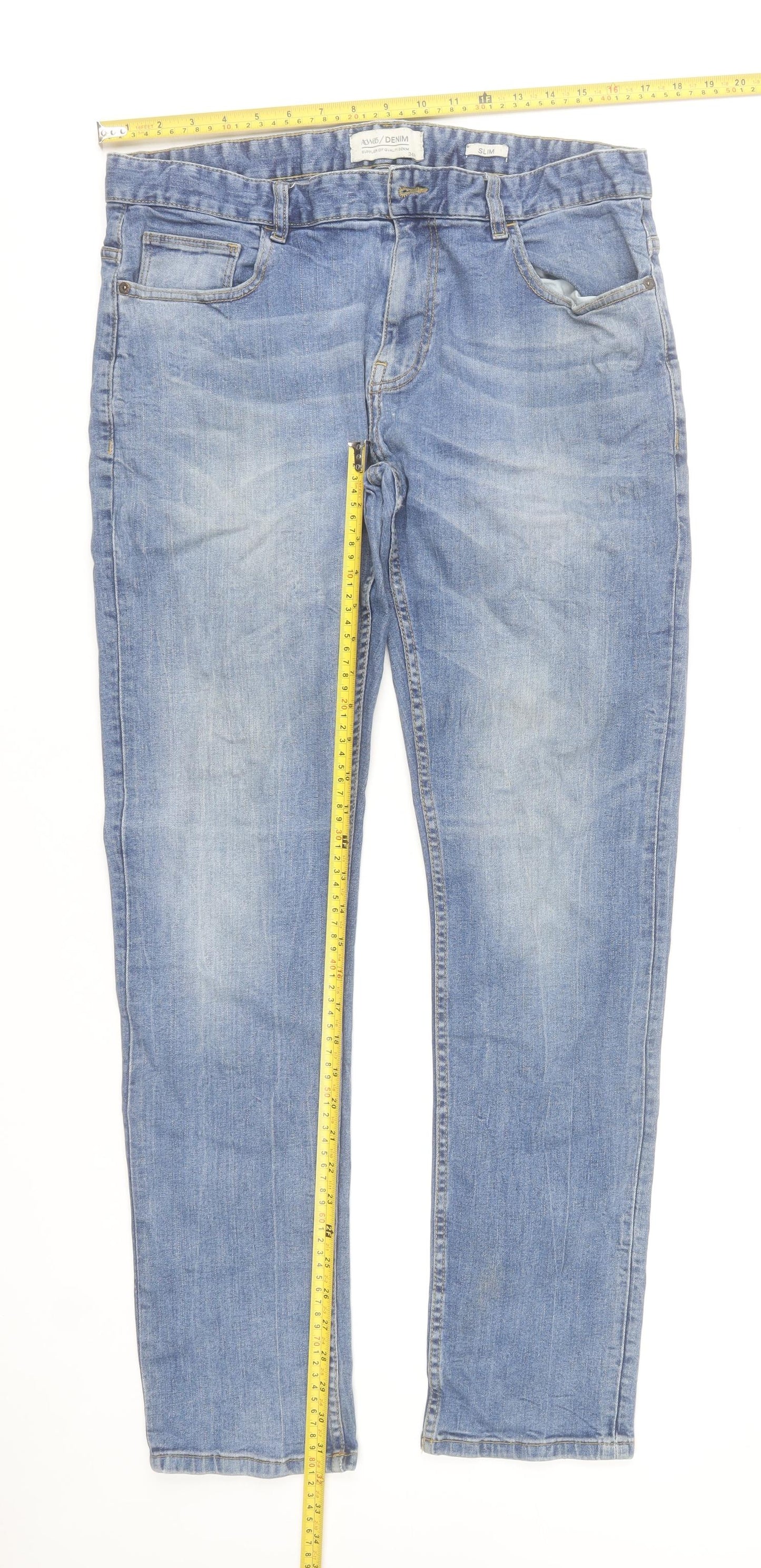 ASW85 Denim Men's Blue Slim Straight Jeans 34R