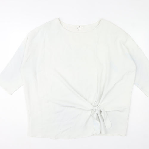 Studio 8 by Phase Eight White Tie Front Tunic Blouse Women Size 16 3/4 Sleeve