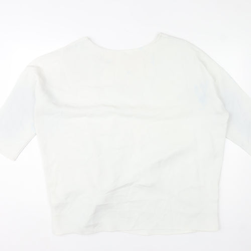 Studio 8 by Phase Eight White Tie Front Tunic Blouse Women Size 16 3/4 Sleeve