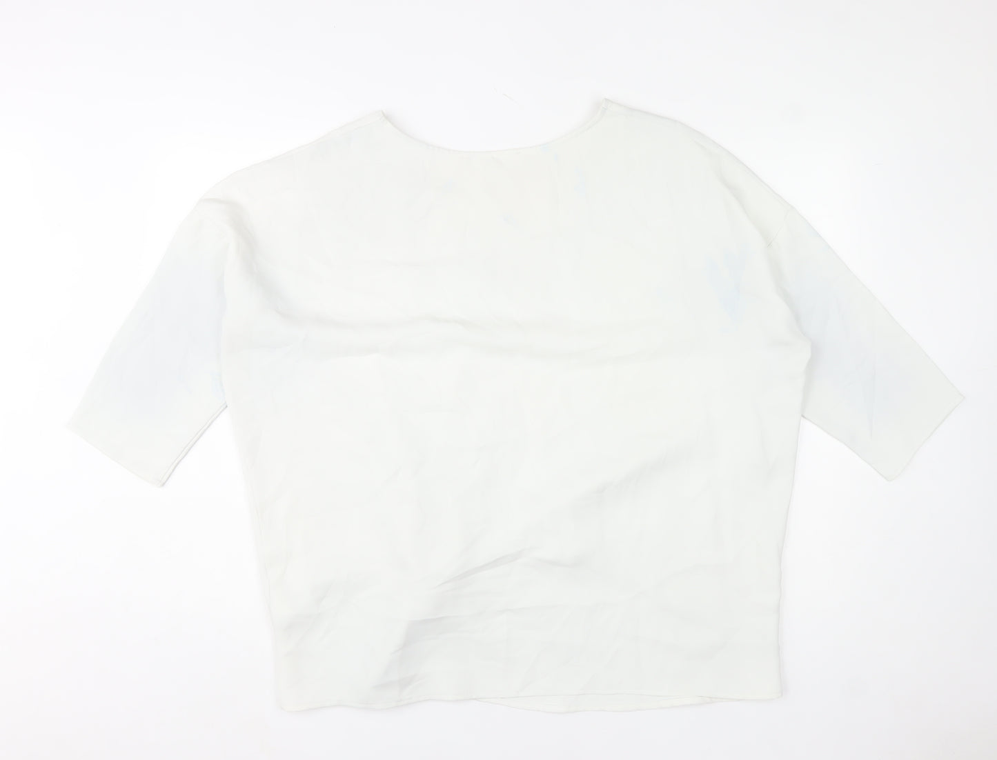 Studio 8 by Phase Eight White Tie Front Tunic Blouse Women Size 16 3/4 Sleeve