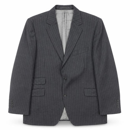 LINUS Mens Grey Pinstripe Wool Blazer Jacket Size 44 Regular Fit