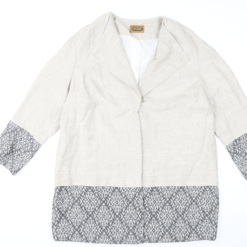 Marks and Spencer Women’s Beige Geometric Wool Blend Mid-Length Coat UK 20