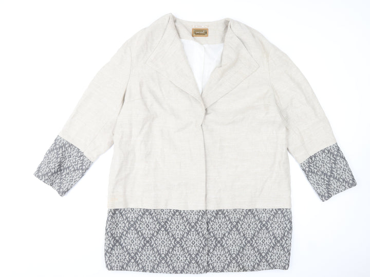 Marks and Spencer Women’s Beige Geometric Wool Blend Mid-Length Coat UK 20
