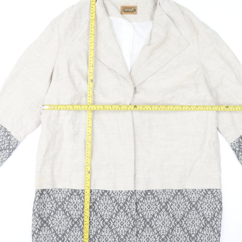 Marks and Spencer Women’s Beige Geometric Wool Blend Mid-Length Coat UK 20