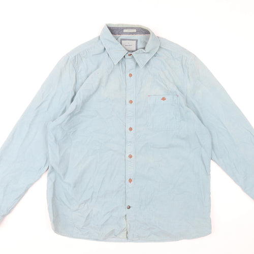 White Stuff Men's Blue Cotton Classic Fit Long Sleeve Shirt XL