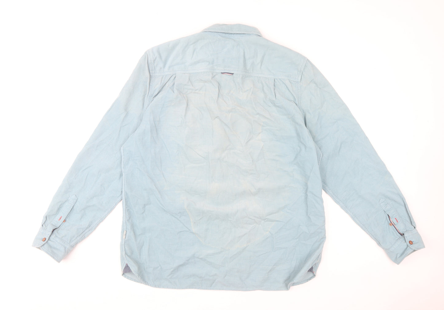White Stuff Men's Blue Cotton Classic Fit Long Sleeve Shirt XL