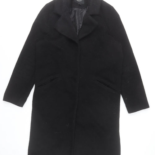 Brave Soul Women's Black Long Overcoat Size 10 Classic Wool-Blend