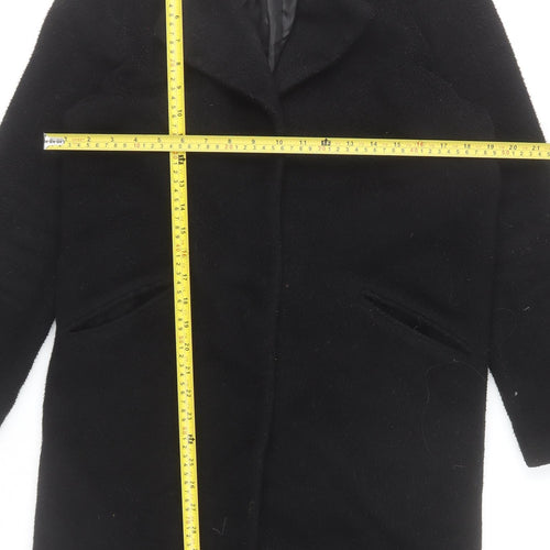 Brave Soul Women's Black Long Overcoat Size 10 Classic Wool-Blend