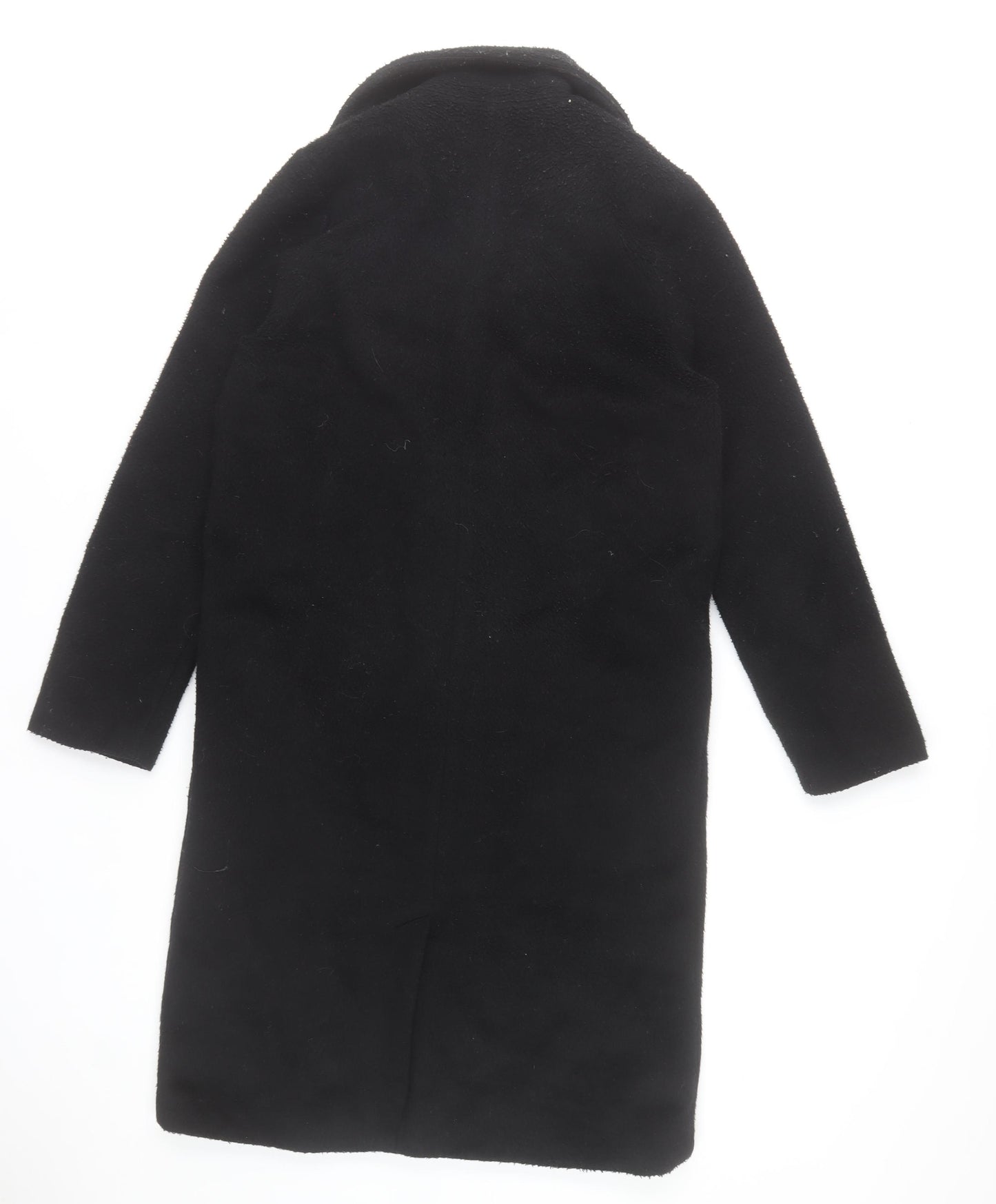Brave Soul Women's Black Long Overcoat Size 10 Classic Wool-Blend