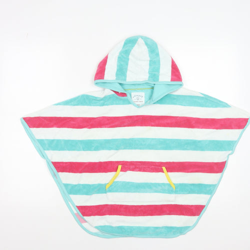 FatFace Girls Multicoloured Striped Hooded Towel Poncho 5-6 Years