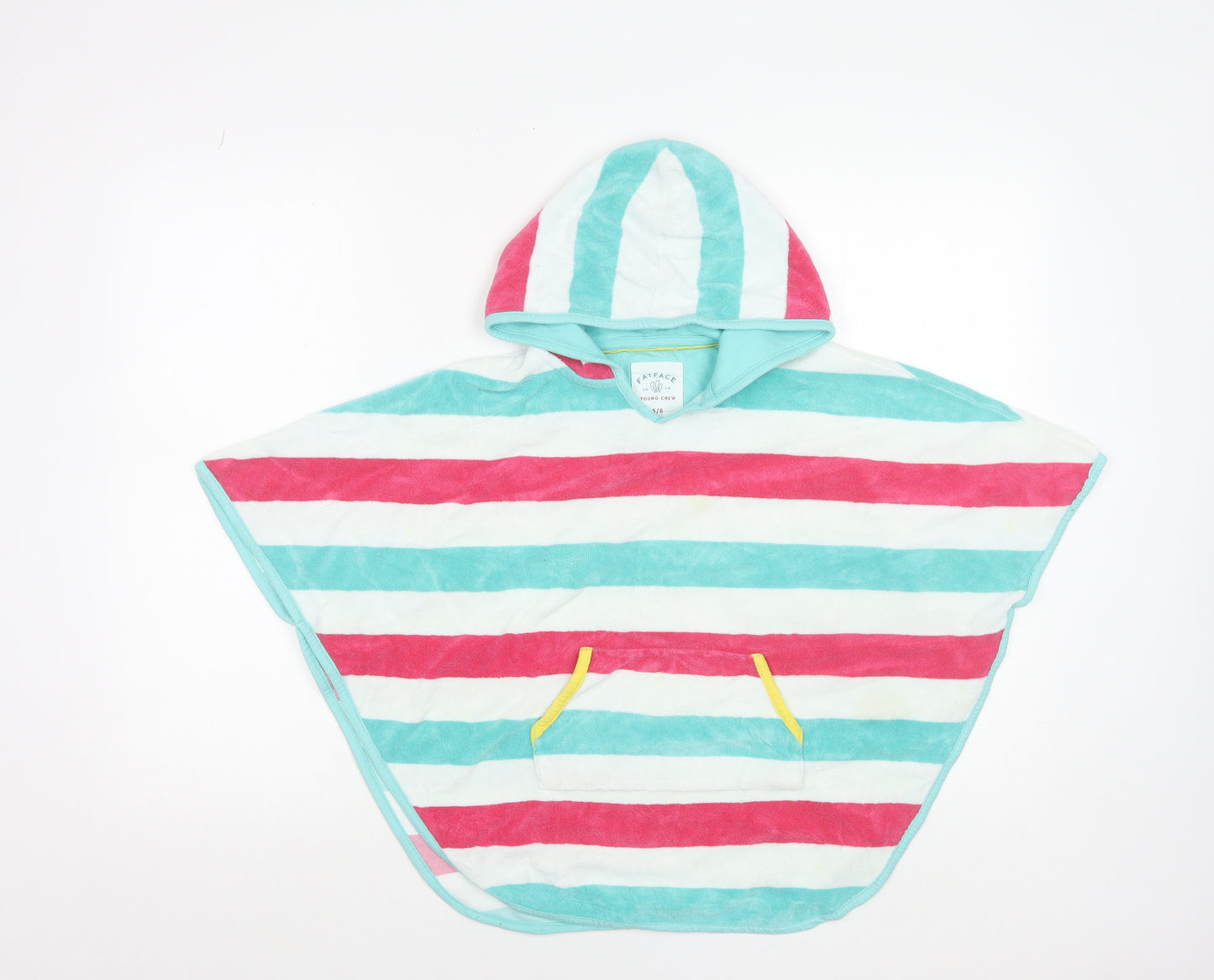 FatFace Girls Multicoloured Striped Hooded Towel Poncho 5-6 Years