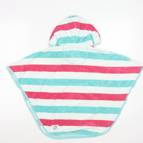 FatFace Girls Multicoloured Striped Hooded Towel Poncho 5-6 Years