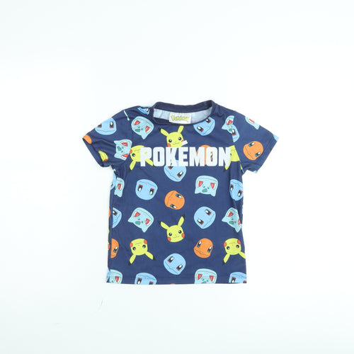 Pokémon Boys Blue Graphic T-Shirt Pikachu Print 5-6 Years Short Sleeve