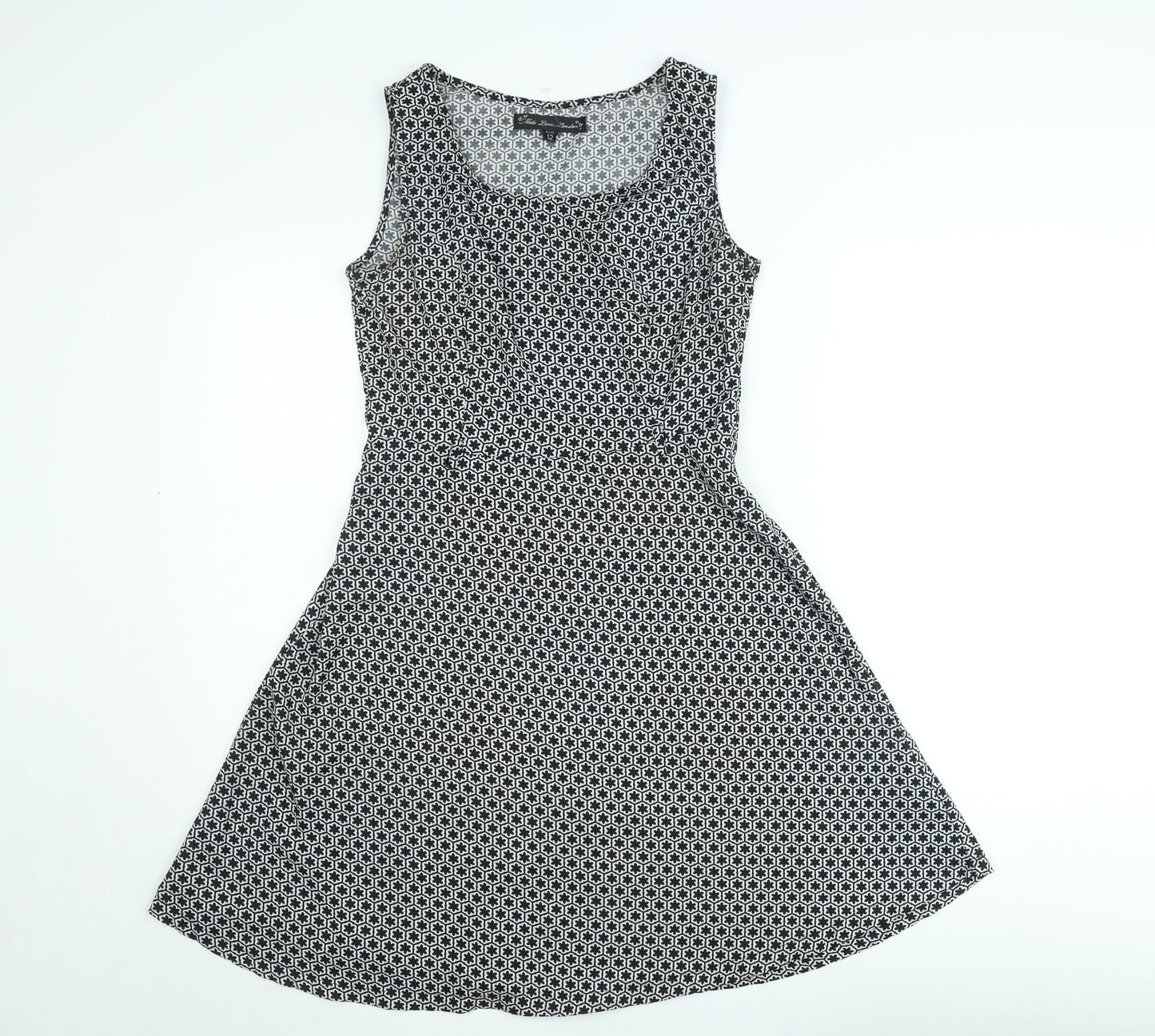 Hela Loves London Womens Black Geometric A-Line Dress Size 12