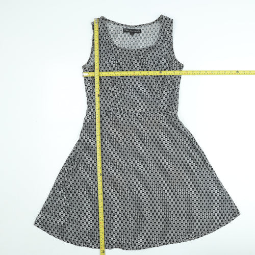 Hela Loves London Womens Black Geometric A-Line Dress Size 12
