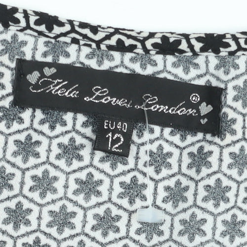 Hela Loves London Womens Black Geometric A-Line Dress Size 12