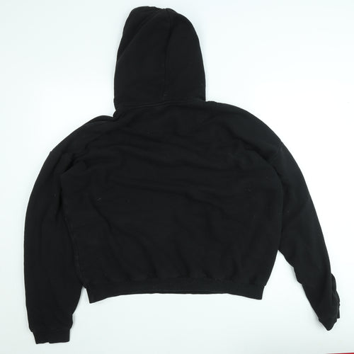 boohooMAN Mens Black XL Pullover Hoodie Embroidered Graphic Fleece