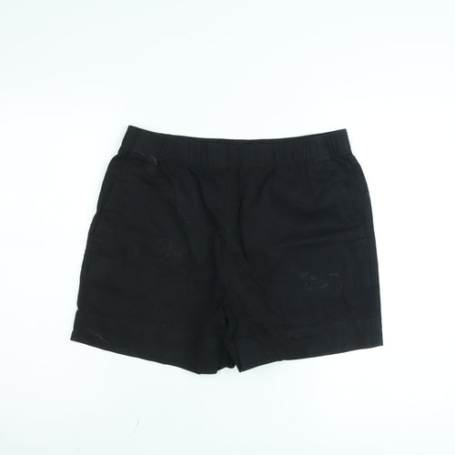 Dunnes Womens Black Cotton Elastic Waist Casual Shorts M