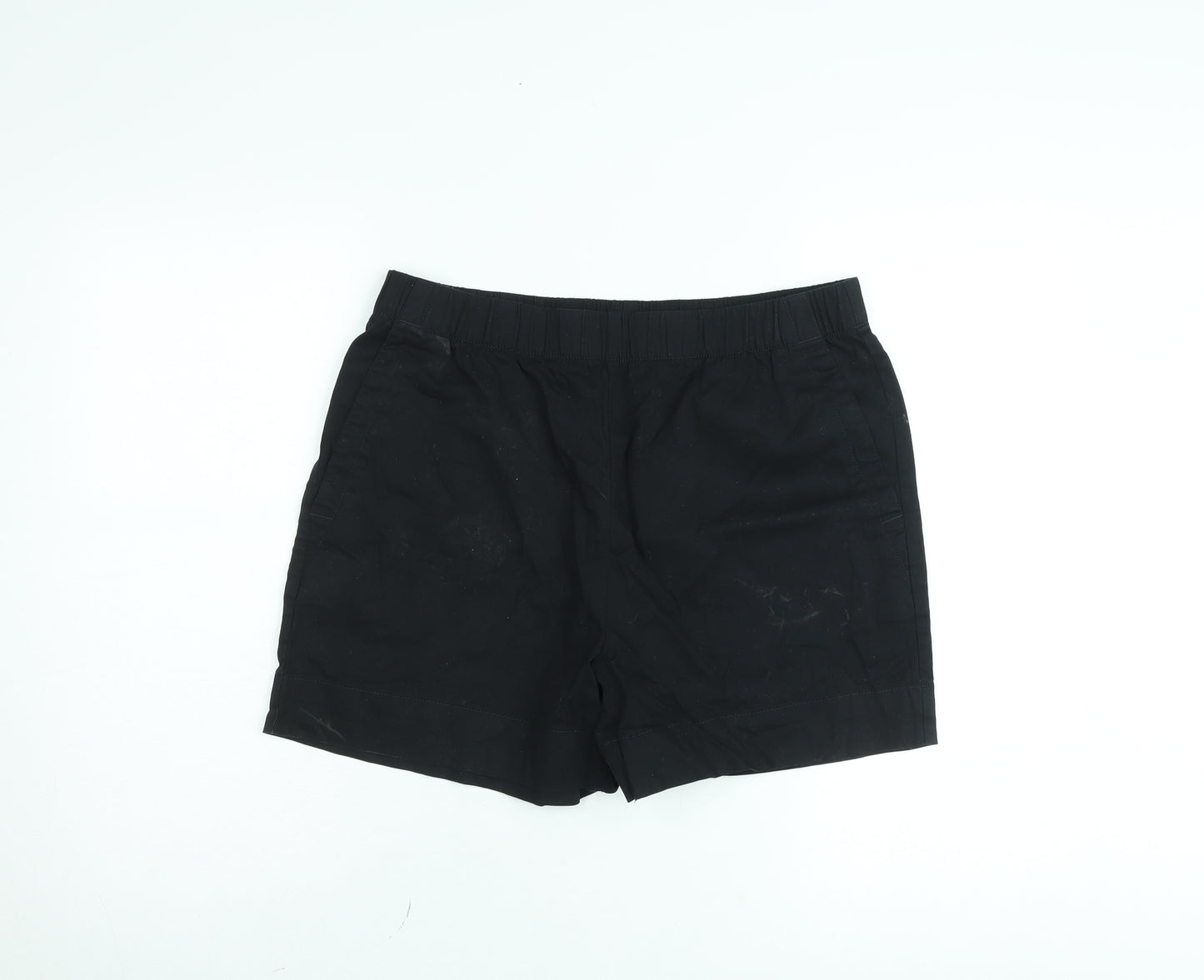 Dunnes Womens Black Cotton Elastic Waist Casual Shorts M