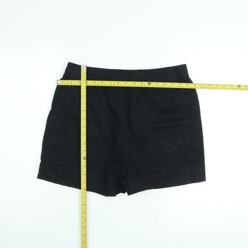 Dunnes Womens Black Cotton Elastic Waist Casual Shorts M