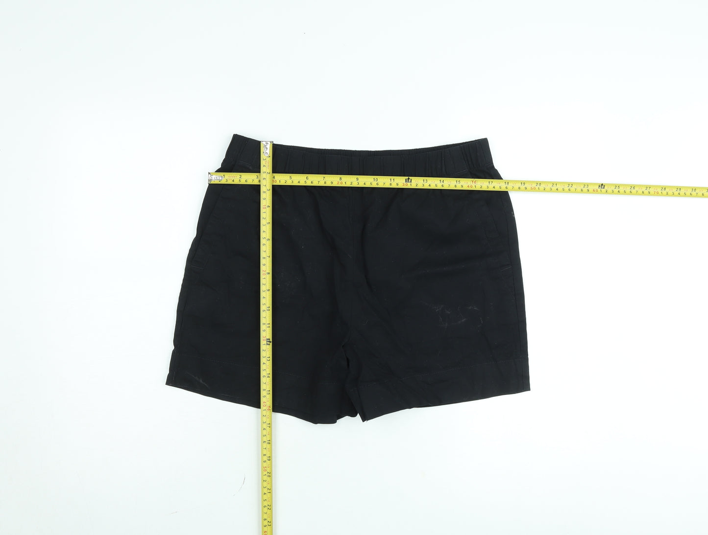 Dunnes Womens Black Cotton Elastic Waist Casual Shorts M