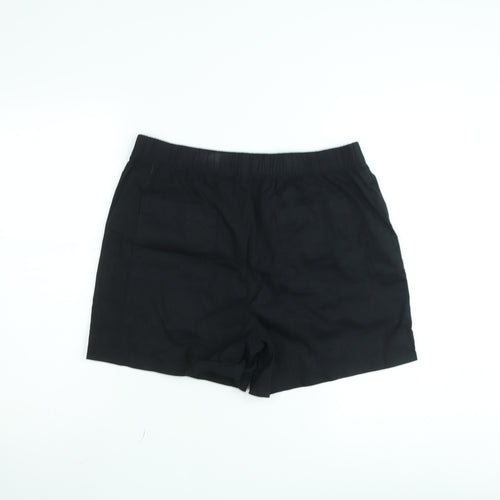 Dunnes Womens Black Cotton Elastic Waist Casual Shorts M