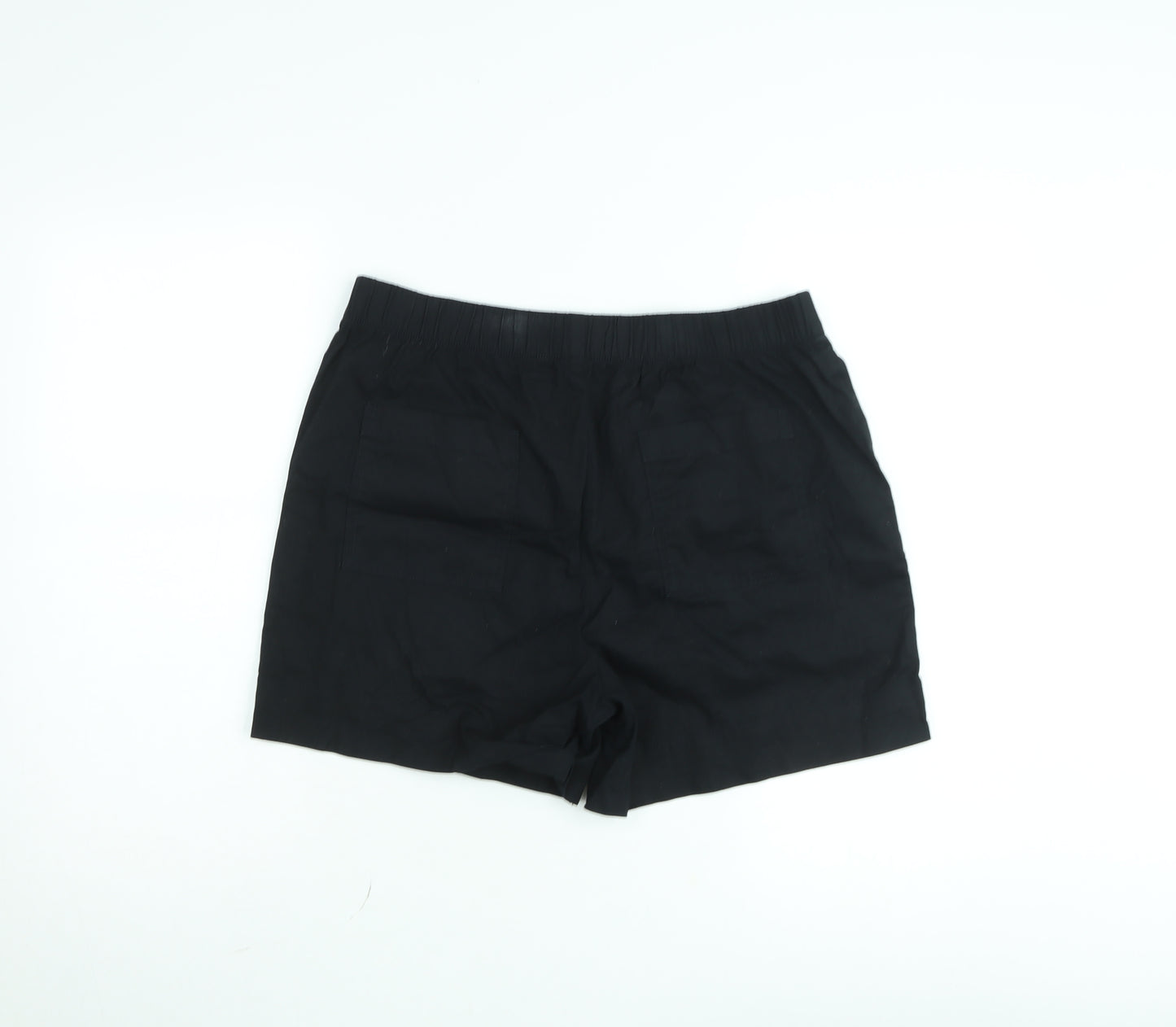 Dunnes Womens Black Cotton Elastic Waist Casual Shorts M