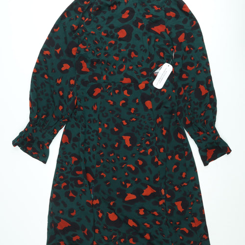 Girl In Mind Women's Green Animal Print Midi Dress Size 12