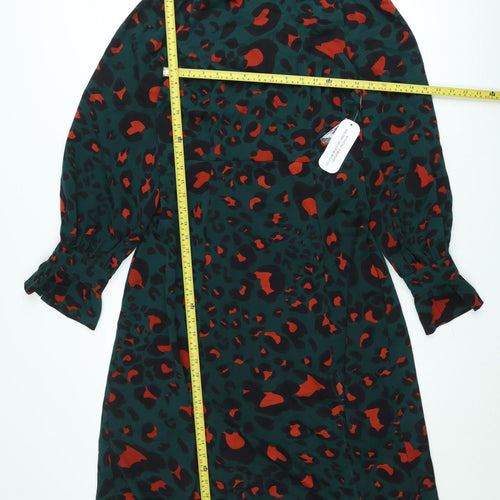 Girl In Mind Women's Green Animal Print Midi Dress Size 12