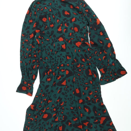 Girl In Mind Women's Green Animal Print Midi Dress Size 12